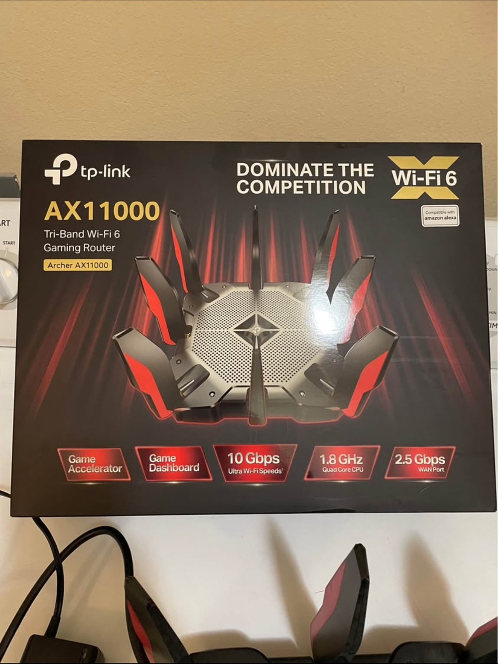 TP-Link AX11000 Gaming Router in Black with Red Accents
